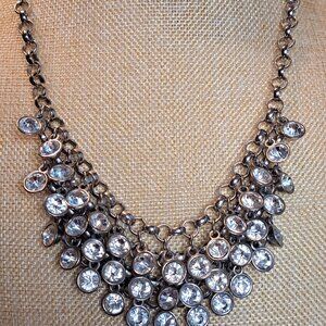 Contemporary Bling Glass and Silver Necklace